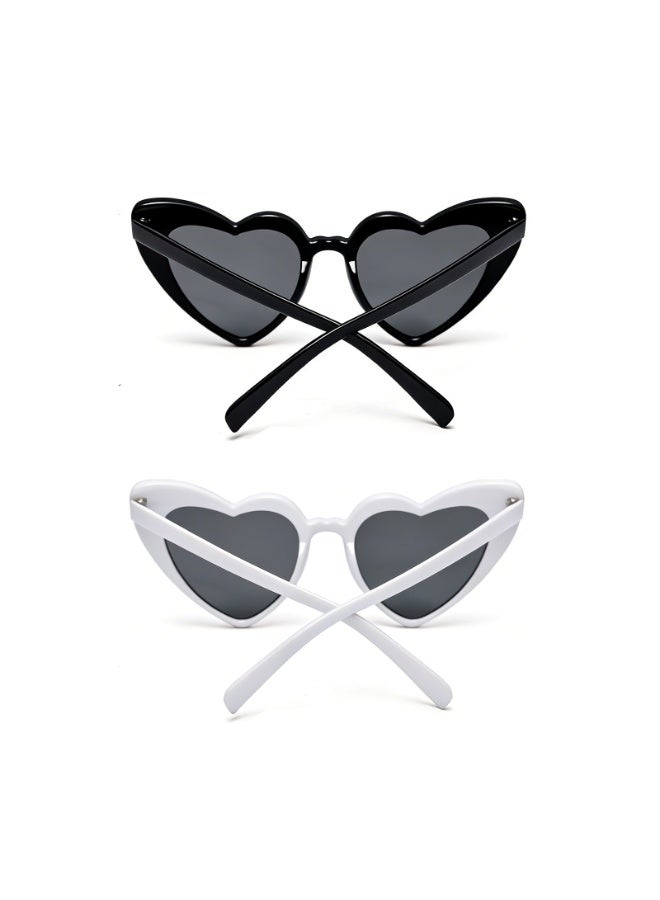 PAWSONIFY 2 PCS Heart Shaped Sunglasses UV400 Protection - Vintage Retro Love Heart Glasses for Party Raves Travel - Image 4